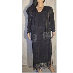 Tanuja Dior Beautiful long black Dress with matching jacket LG. 12-14